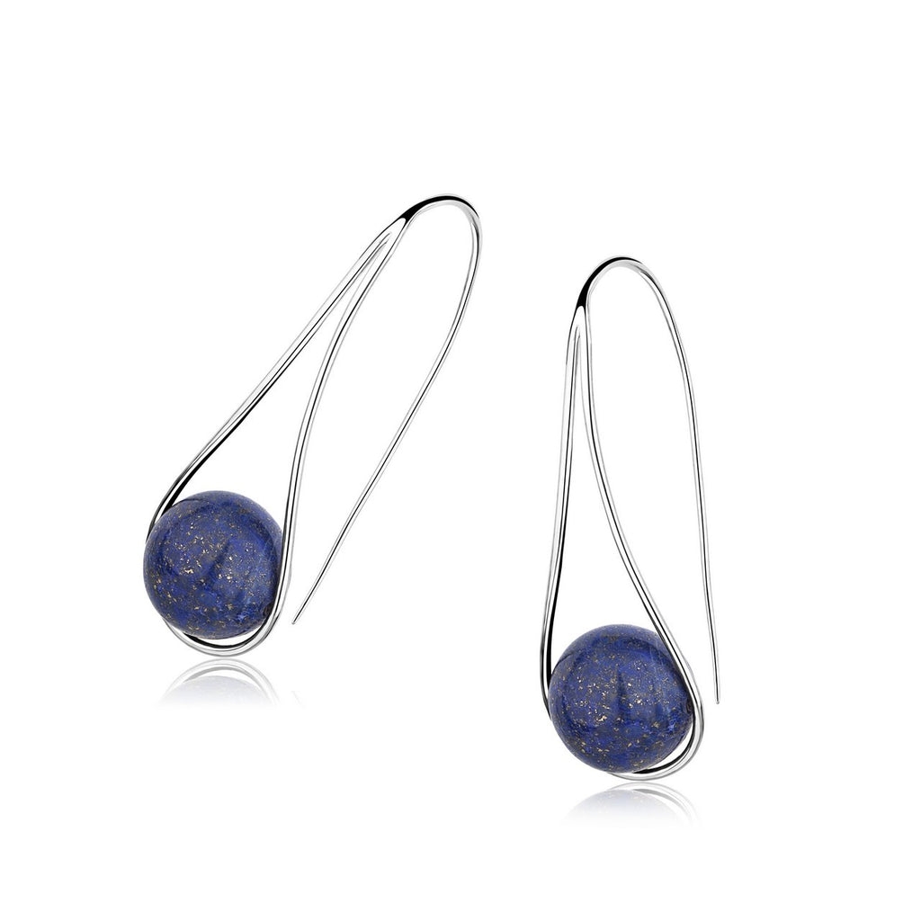 925 Sterling Silver Gold Plated Lapis Earrings And Lapis With Zirconia Ring Set 3